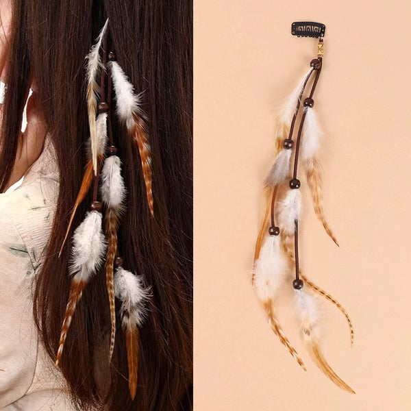 Bohemian Style Colorful Handmade Feather Tassel Hair Clip