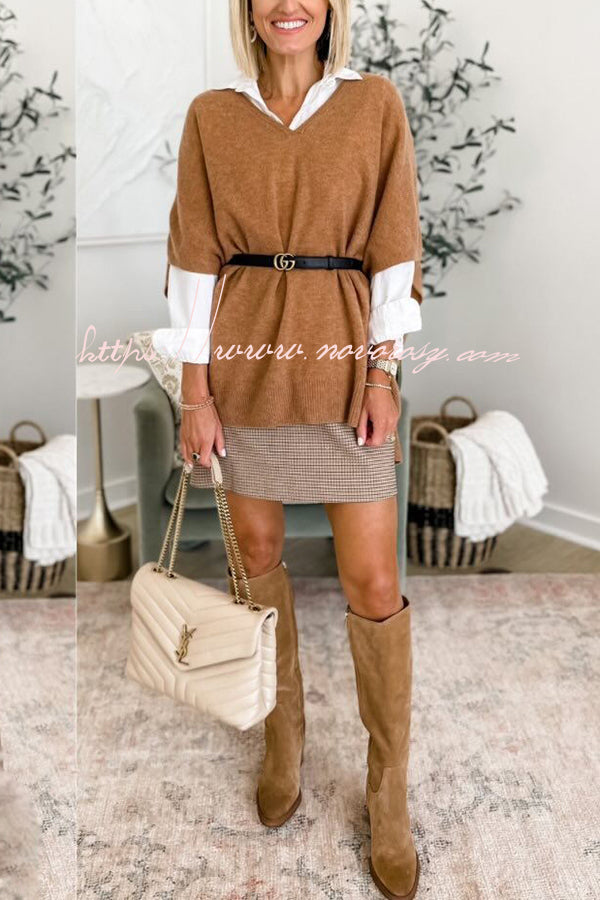 Super Comfortable and Versatile Knit Loose Poncho Sweater