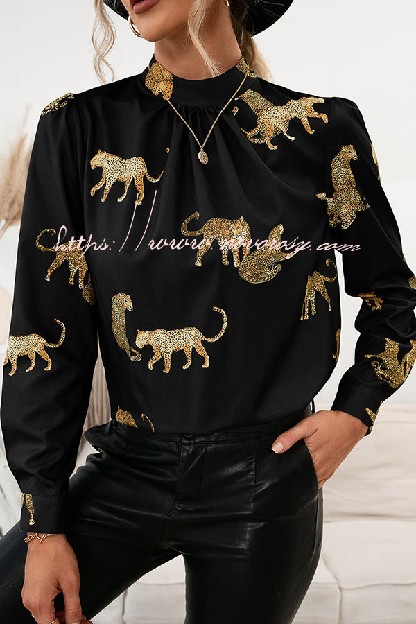 Leopard Print Pullover Long Sleeve Shirt