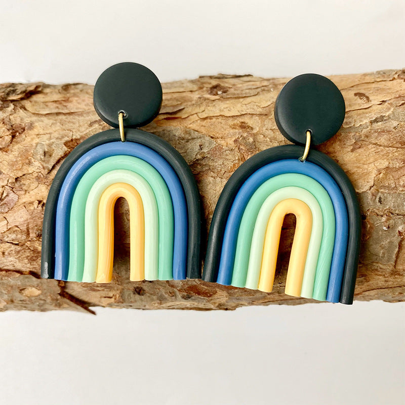 Rainbow colored polymer earrings