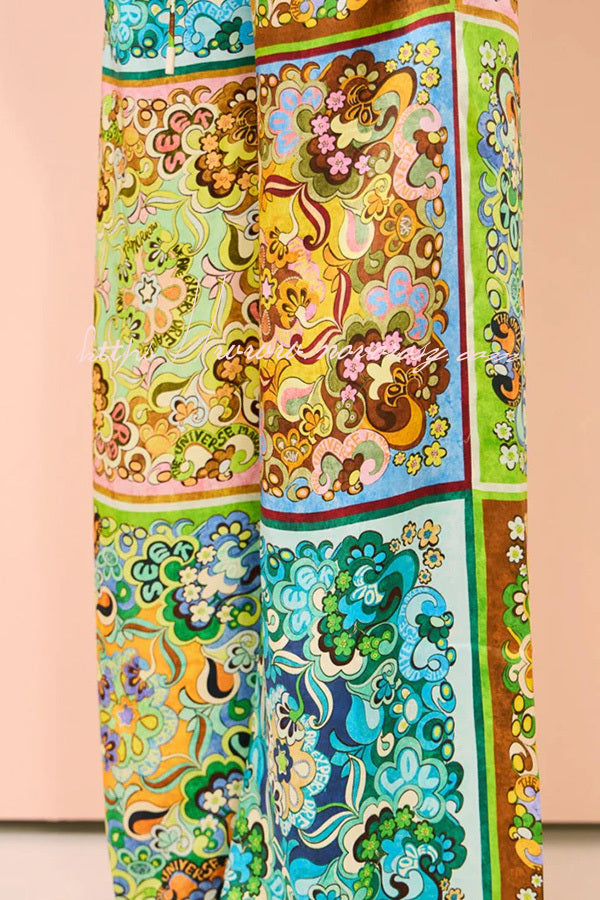 Joselyn Paisley Colorblock Unique Print Elastic Waist Pocket Pants Set