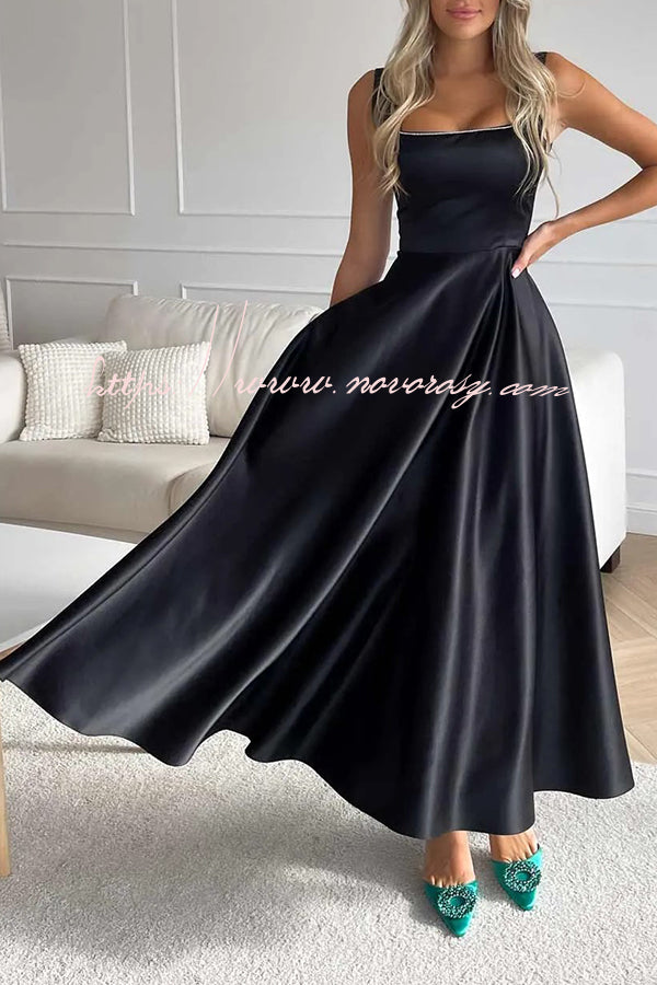 Elegant Lady Square Neck Solid Color Swing Formal Maxi Dress