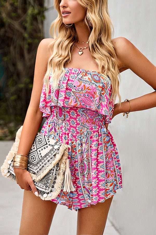 Bohemian Sexy Off the shoulder Printed Romper
