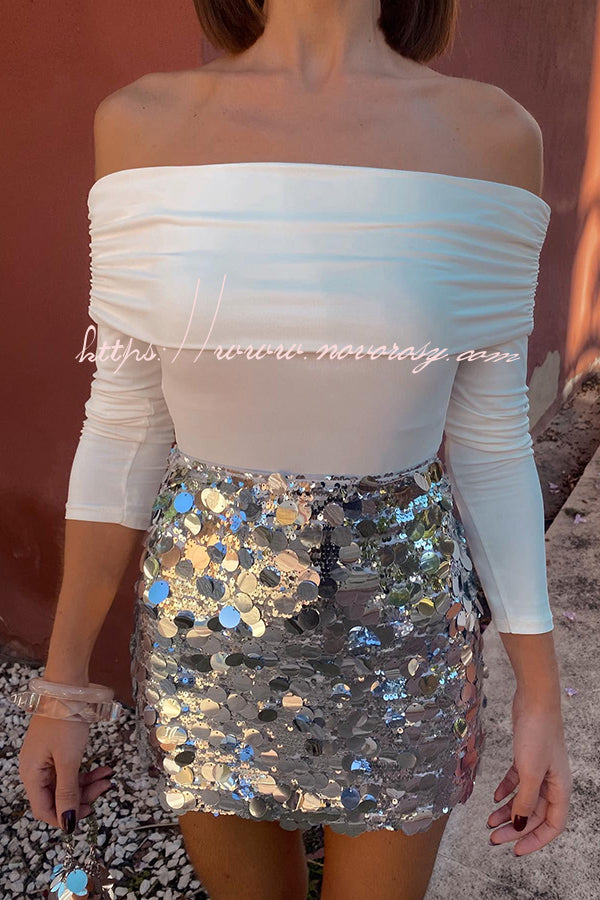 Liya Paillette Sequin Side Zipper Mini Skirt