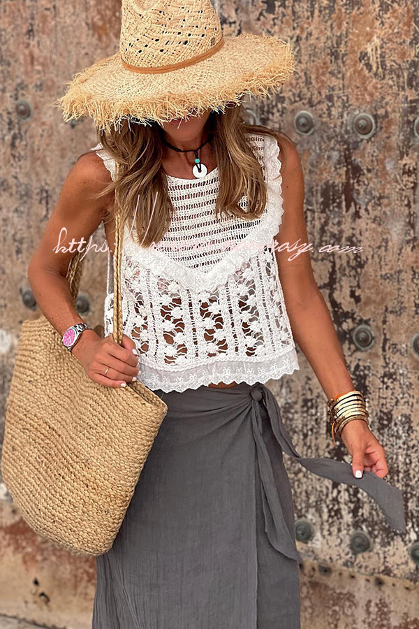 So Sweet and Chic Flower Crochet Hollowout Tank Top