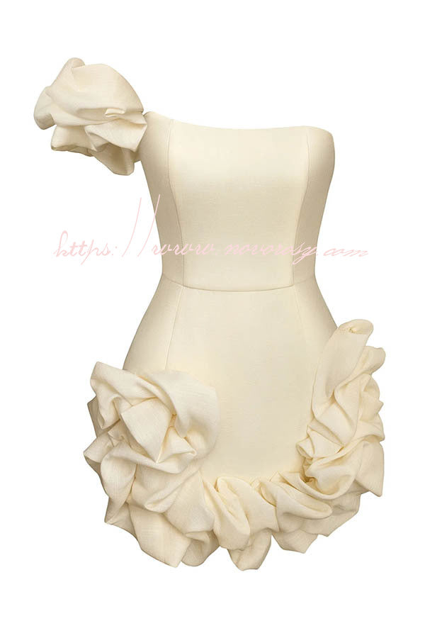 Delightful and Elegant Vibe Off Shoulder Flounce Bottom Mini Dress