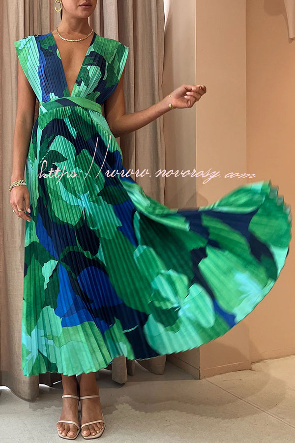 Lifetime of Love Capri Print Umbrella Pleated Maxi Dress