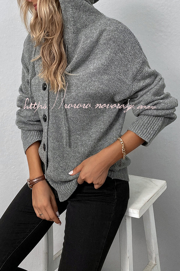 Hooded Single Breasted Drawstring Long Sleeved Top