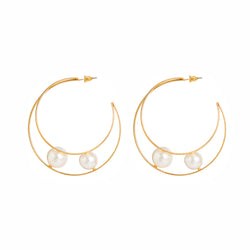 Simple Pearl Geometric Hoop Earrings