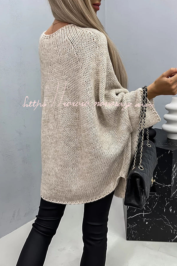 Remember Me Knit Crew Neck Poncho Loose Sweater