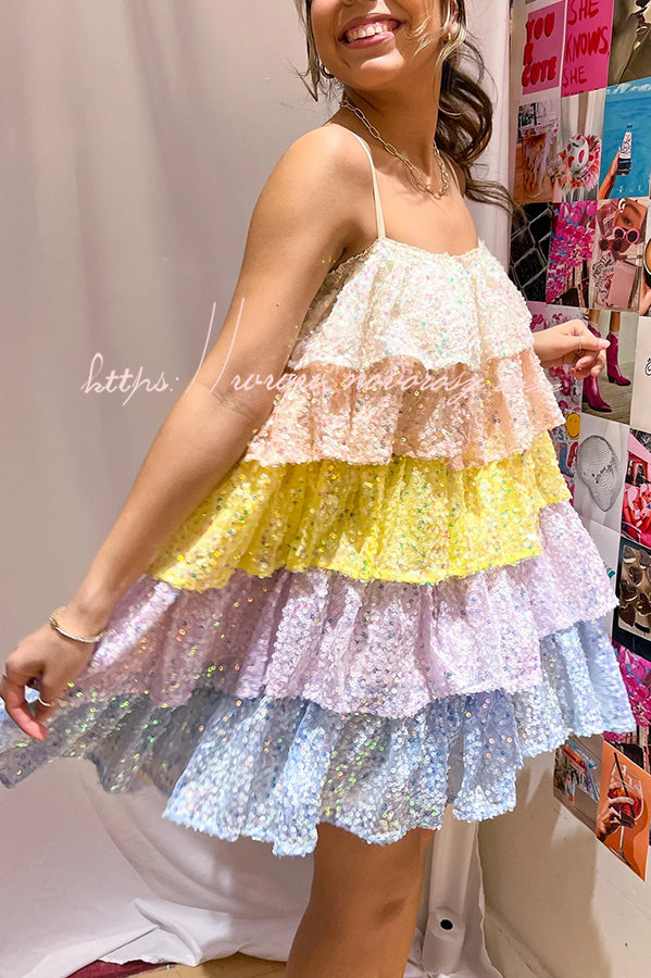 Layered Multicolored Sequin Mini Dress