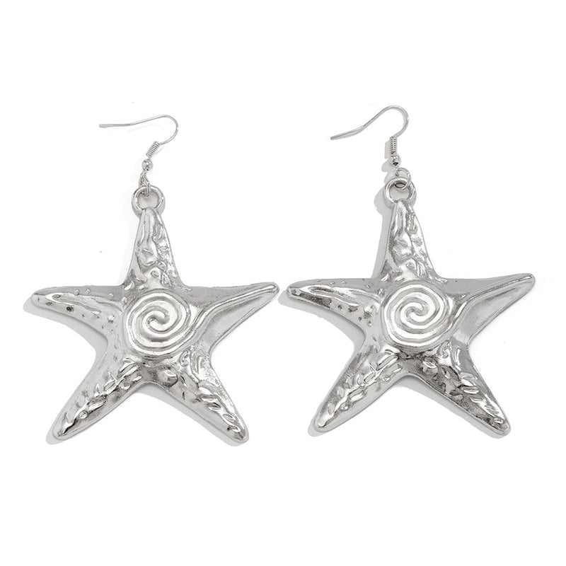 Exaggerated Starfish Design Metal Stud Earrings