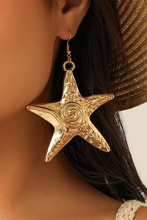 Exaggerated Starfish Design Metal Stud Earrings