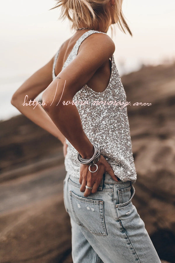 Vacation Luxe Sequin Relaxed Tank Top