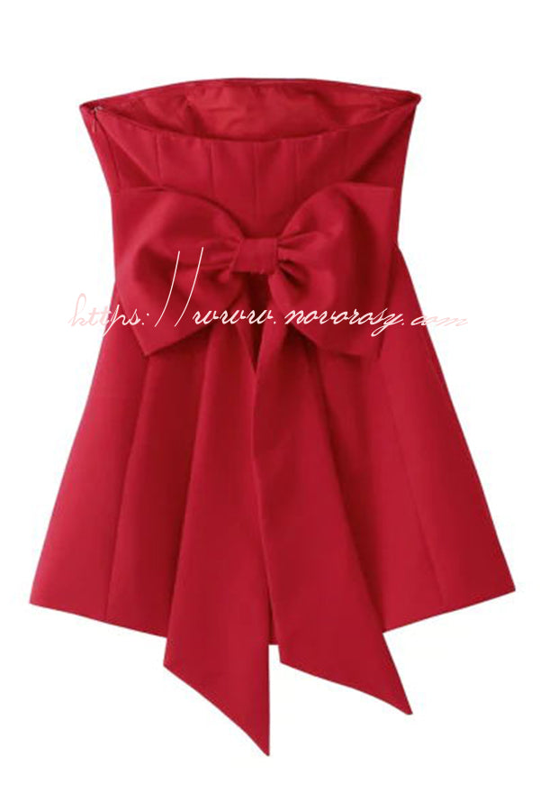 Night To Remember Off Shoulder Back Bow Detail Mini Dress