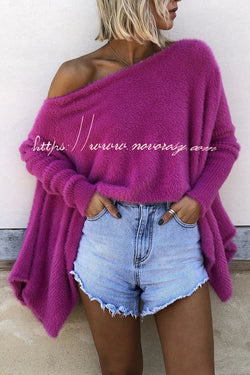 Shawl Style Knit Oversized Fluffy Sweater