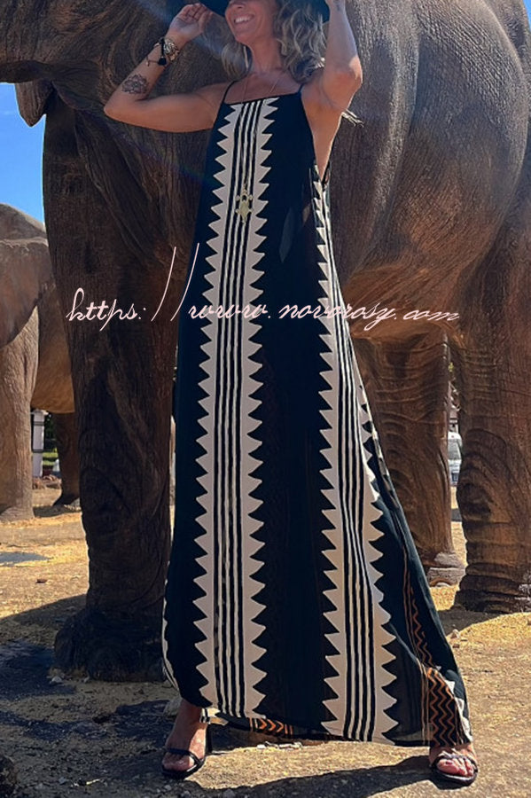 Take A Trip Ethnic Print Backless A-line Maxi Dress