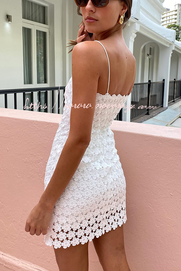 From Beach To Bar Embroidery Floral Slip Mini Dress