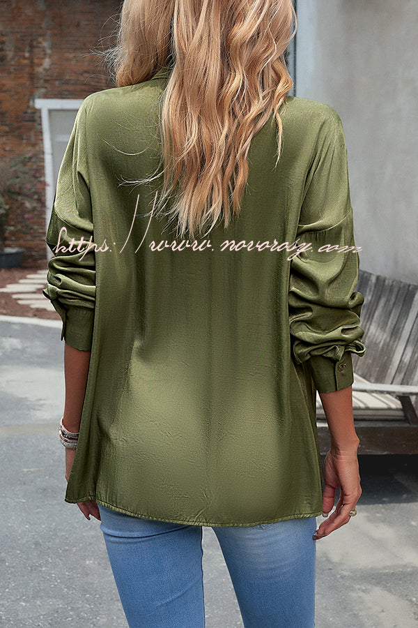 Solid Color Single Breasted Fringed Long Sleeve Shirt