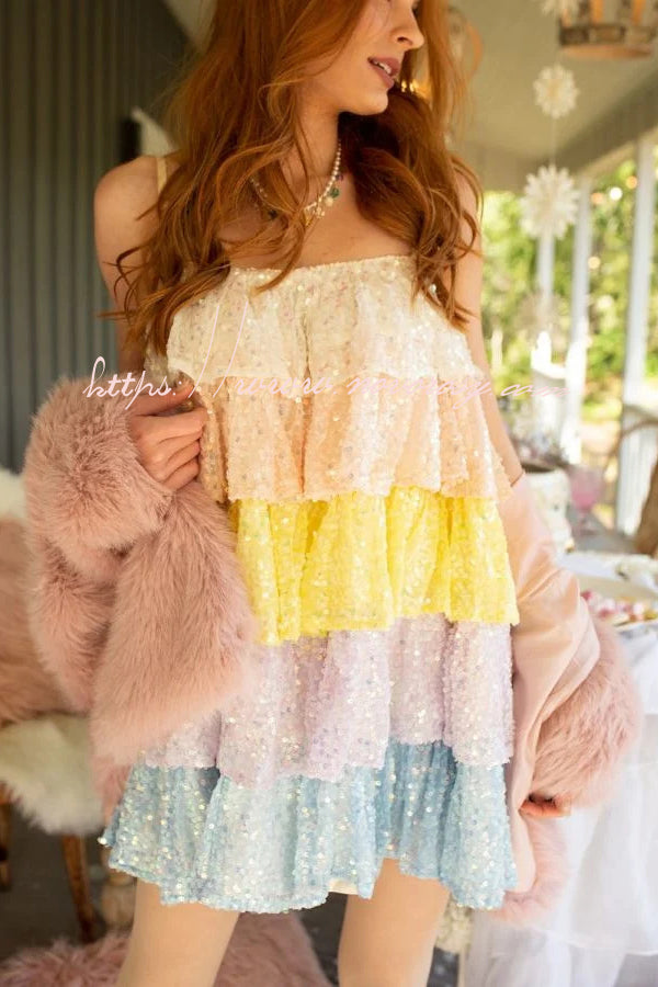 Layered Multicolored Sequin Mini Dress