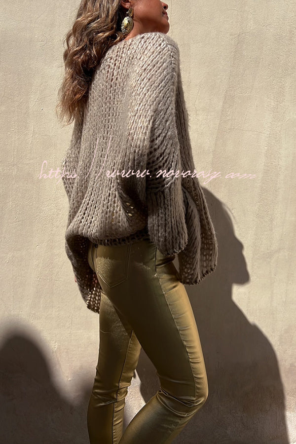 Chill Touch Knit Stripe Trim Loose Pullover Sweater