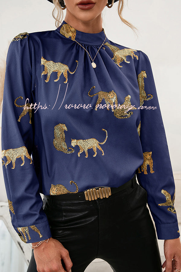 Leopard Print Pullover Long Sleeve Shirt