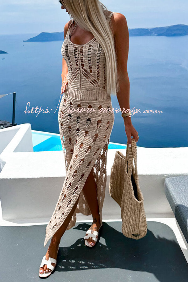 Isle See You Knit Hollow Out Side Slit Beach Cover-up Midi Dress
