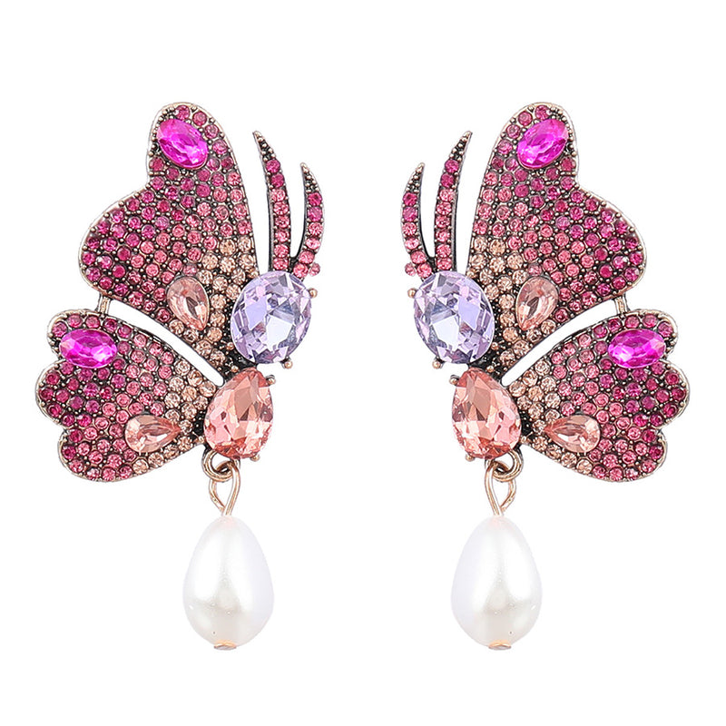 Cute Dainty Unique Gorgeous Sparkly Butterfly Crystal Earrings