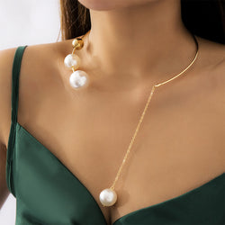 Simple Geometric Personality Round Bead Clavicle Chain
