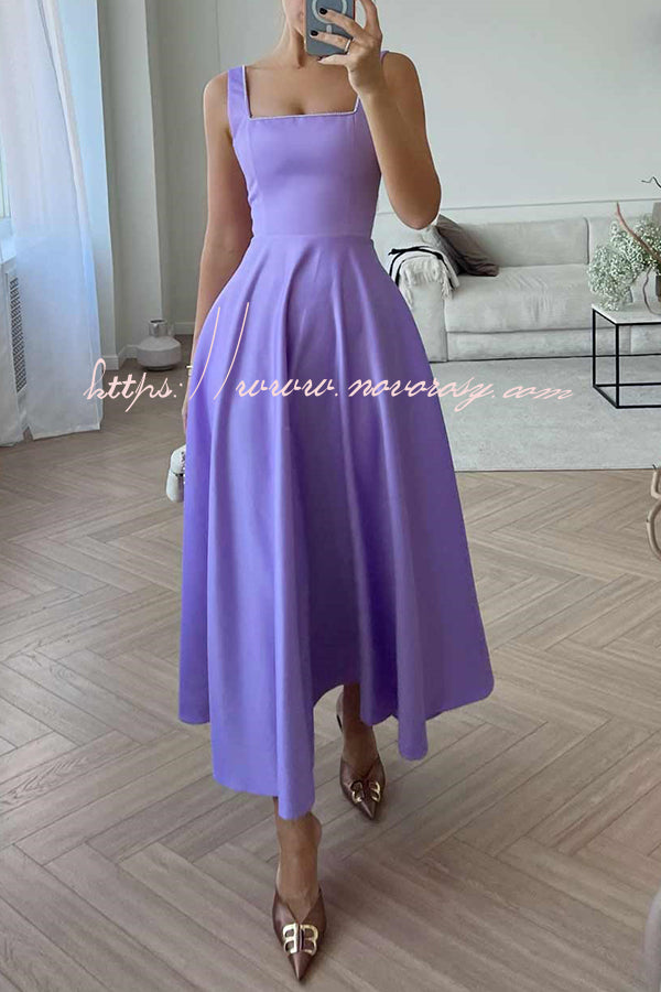 Elegant Lady Square Neck Solid Color Swing Formal Maxi Dress