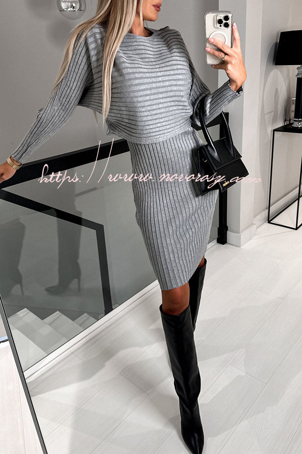 Striped Long Sleeved Top and Strappy Mini Dress Set