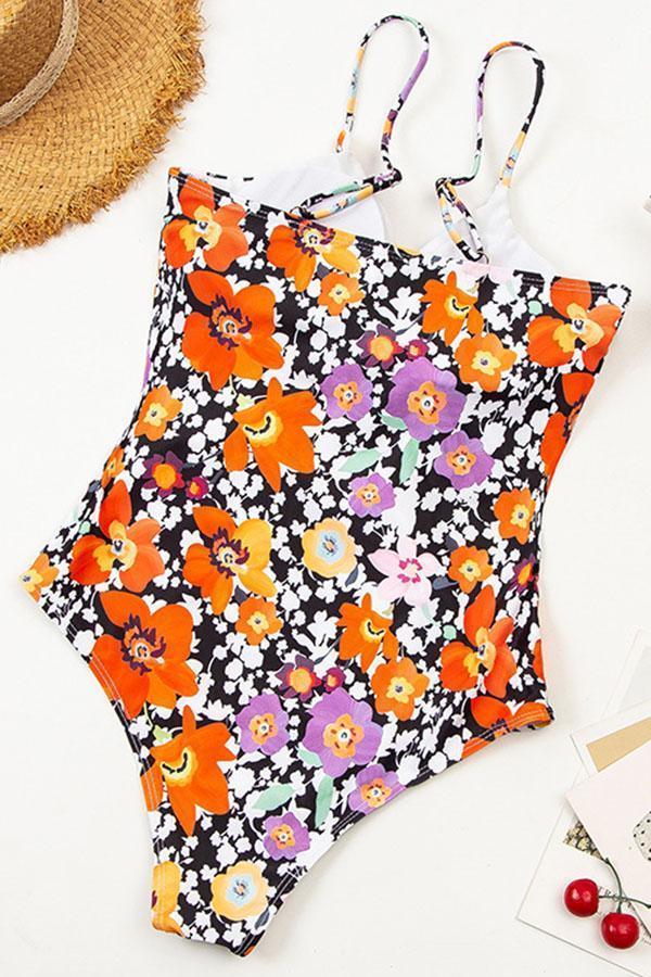 Romantic Floral Knotted One-piece Swimsuit