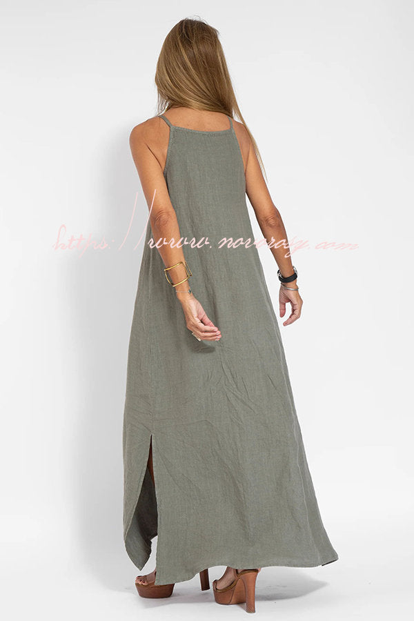Less Is More Linen Blend Cami Slit Maxi Dress