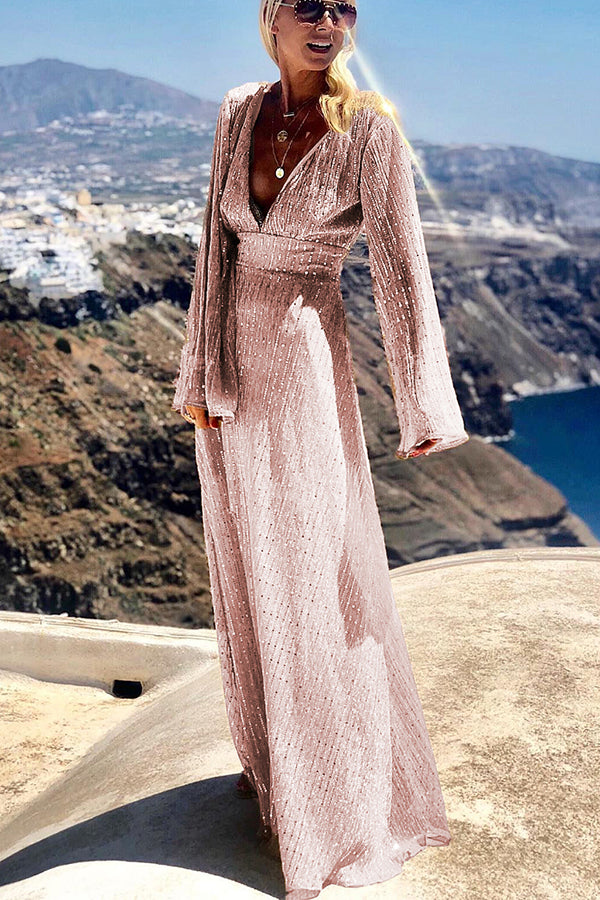 Movie Star Long Sleeve Sequin Maxi Dress