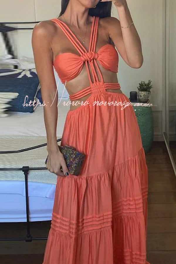 Chic Lady Straps Hollow Out Backless Irregular Vacation Maxi Dresses