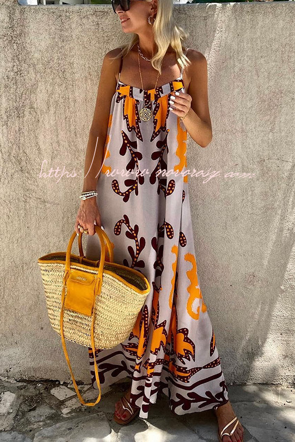 Sunday’s Color Palette Ethnic Printed Loose Cami Maxi Dress