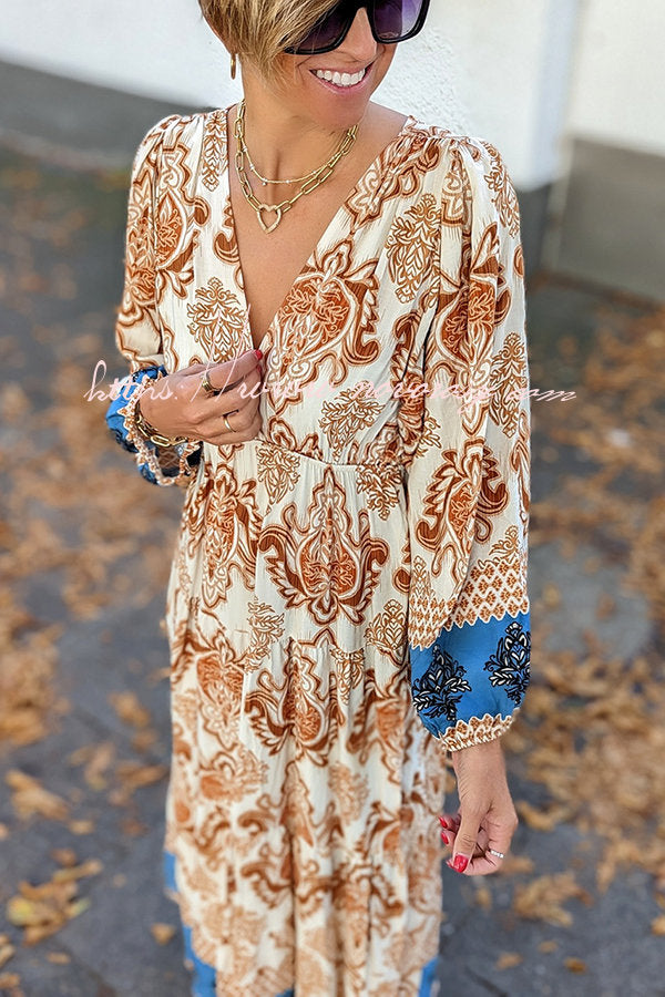 Romantic and Gorgeous Ethnic Printed A-line Midi Dress