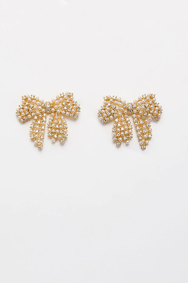 Crystal Couture Rhinestone Bow Earrings