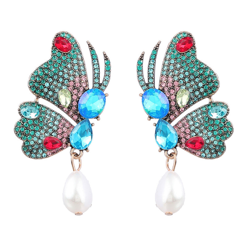 Cute Dainty Unique Gorgeous Sparkly Butterfly Crystal Earrings