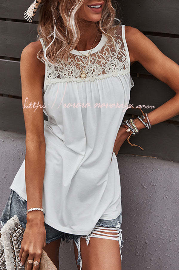 Crochet Lace Patchwork Casual Tank Top