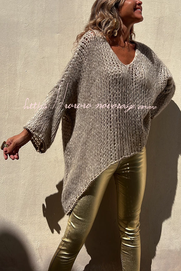 Chill Touch Knit Stripe Trim Loose Pullover Sweater
