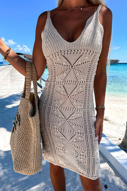 Styled By The Sea Knitted Texture Pattern Beach Mini Dress