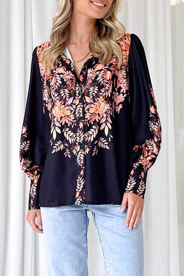 Autumn Off The Look Floral Print Single Breasted Blouse