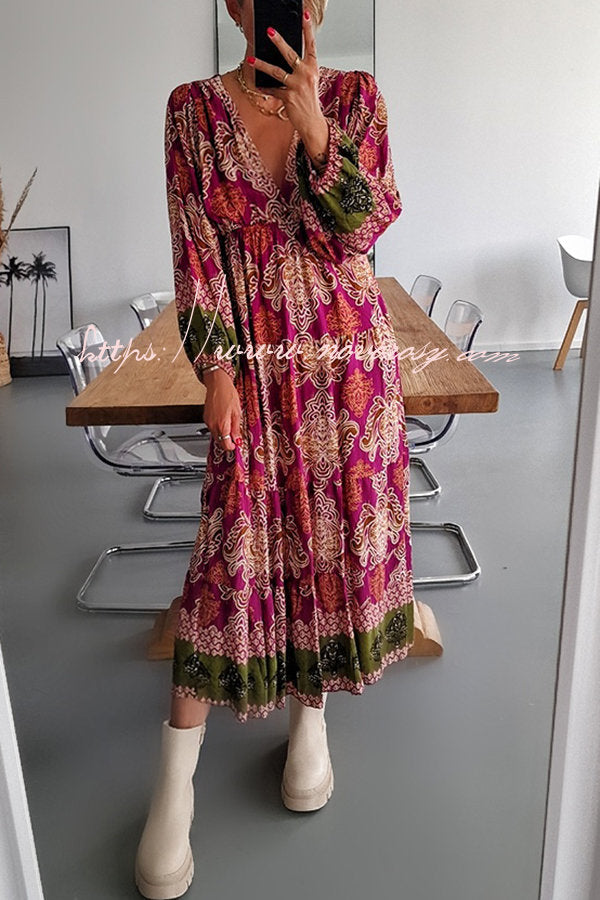 Romantic and Gorgeous Ethnic Printed A-line Midi Dress