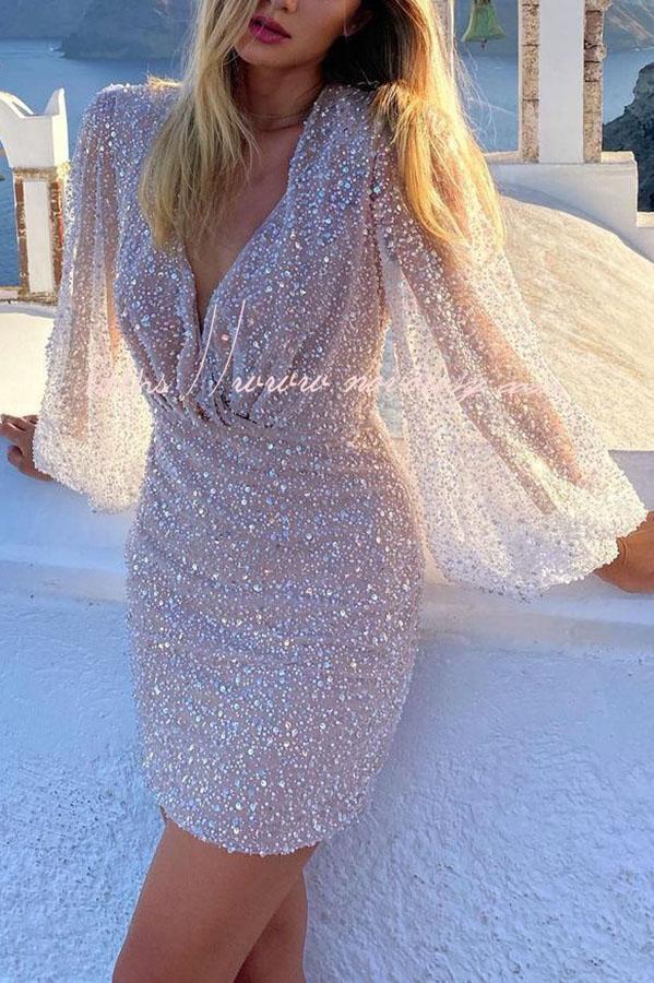 Bring Cheer Sequin Long Sleeve Party Dress