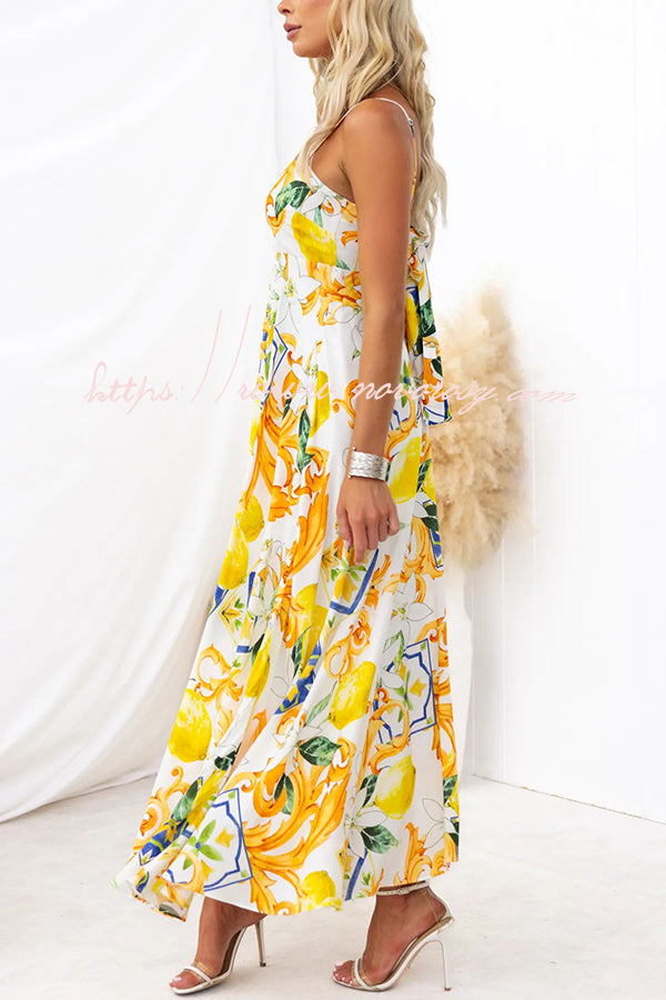 Summer Crush Abstract Print Back Tie-up Maxi Dress