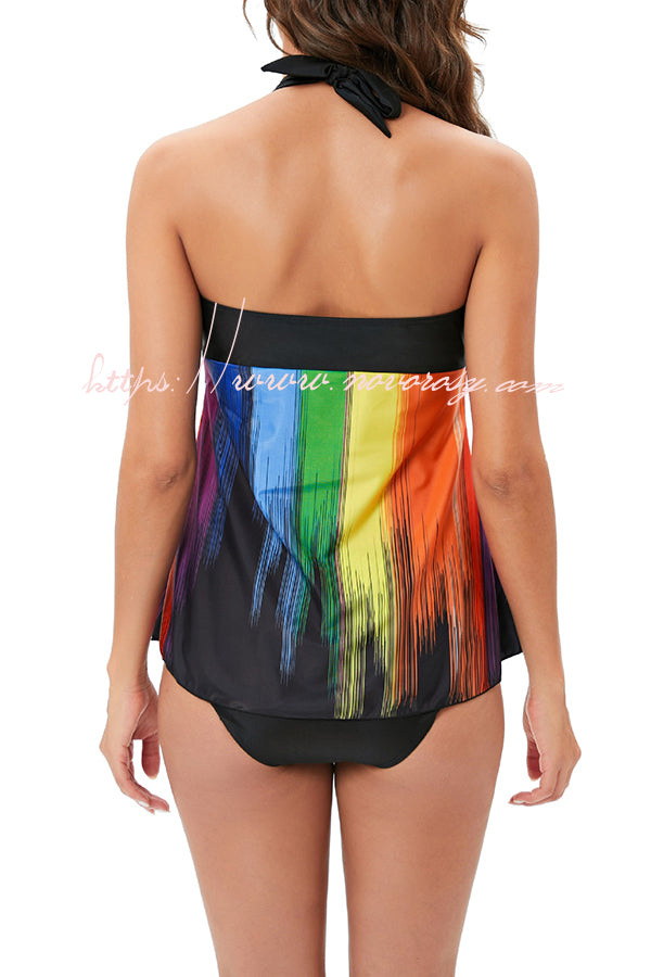 Fabulous Rainbow Print Bow Bikini