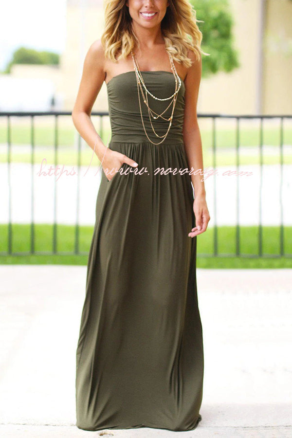 My Lucky Day Pocketed Strapless Maxi Dress