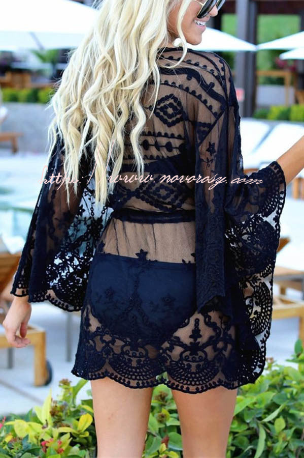 Skylar Embroidered Bell Sleeve Cover-up