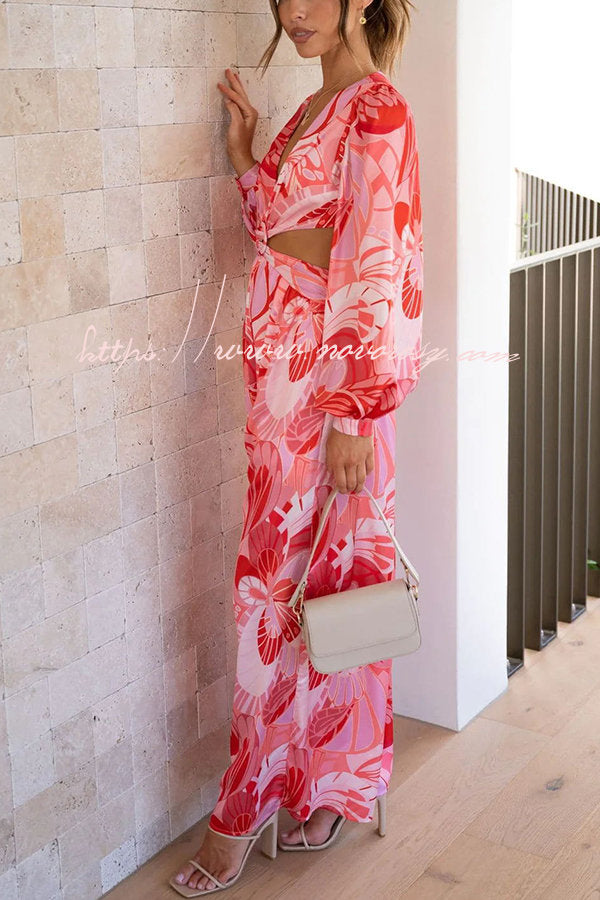 Inspiring Sights Floral Cutout Waist Pocketed Jumpsuit